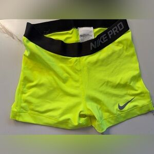 Nike Pro Neon Yellow and Black Athletic Shorts